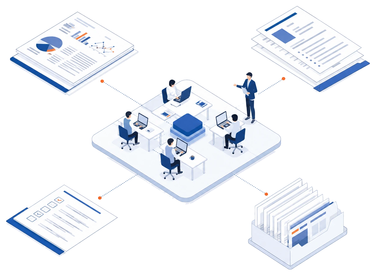 貴社の実業務を題材に、AI実務家と受講者が手を動かす実地研修のイメージ