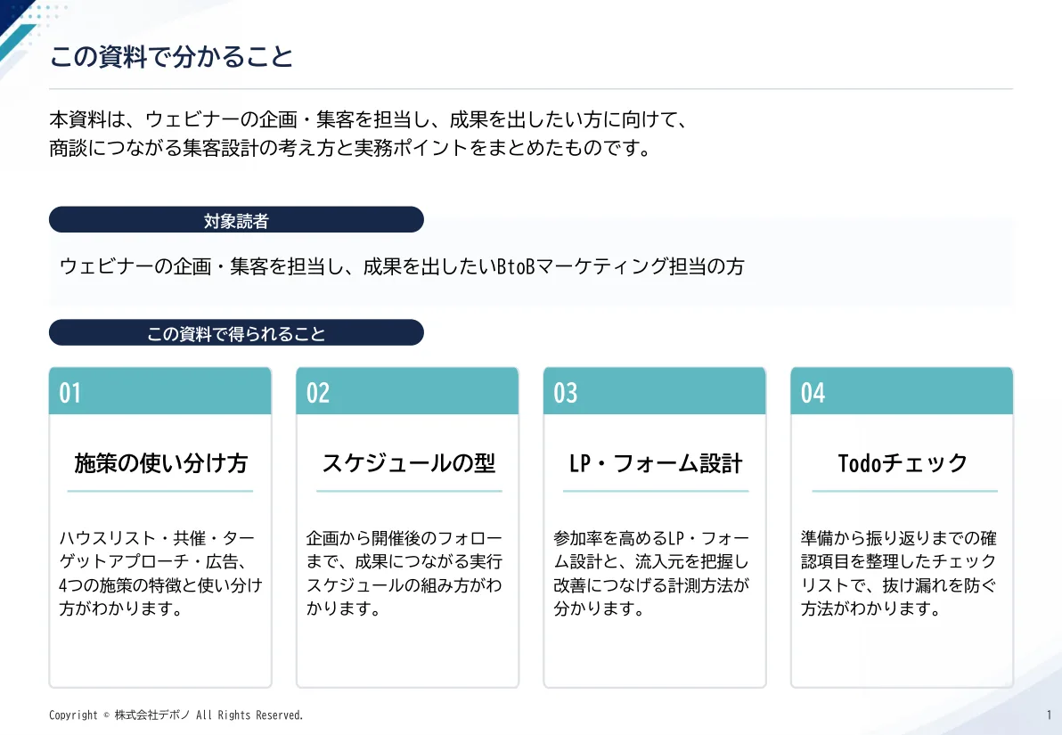 BtoBウェビナー集客設計ガイド プレビュー1