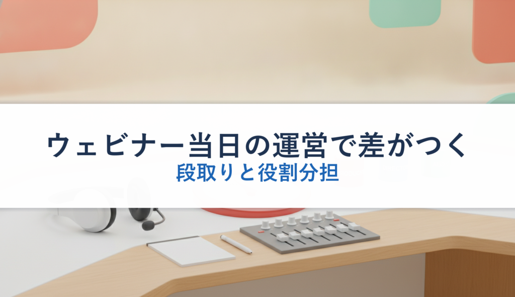 ウェビナー当日の運営で差がつく｜段取りと役割分担