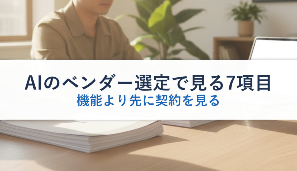 AIのベンダー選定で見る7項目｜機能より先に契約を見る