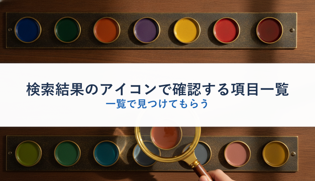 検索結果のアイコンで確認する項目一覧｜一覧で見つけてもらう