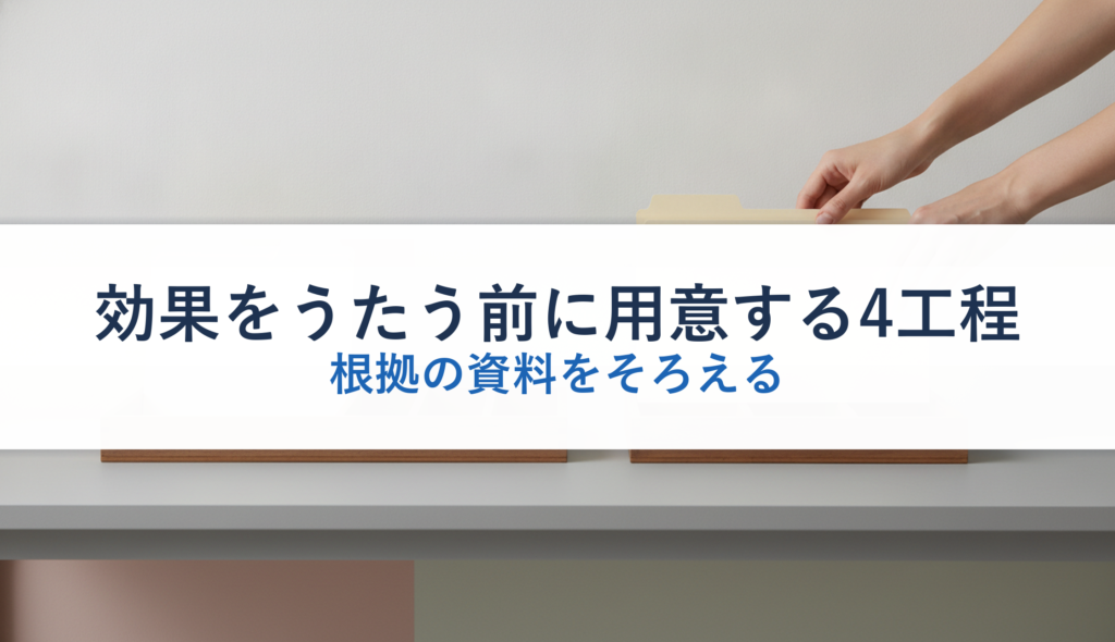 効果をうたう前に用意する4工程｜根拠の資料をそろえる