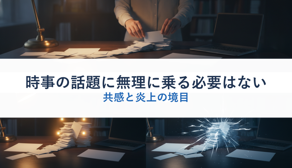 時事の話題に無理に乗る必要はない｜共感と炎上の境目