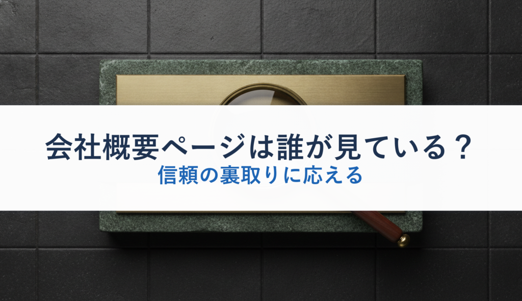 会社概要ページは誰が見ている？｜信頼の裏取りに応える