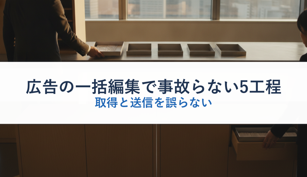 広告の一括編集で事故らない5工程｜取得と送信を誤らない