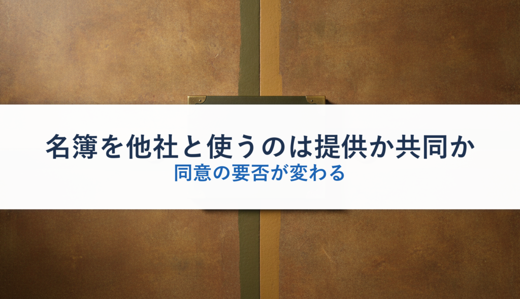 名簿を他社と使うのは提供か共同か｜同意の要否が変わる