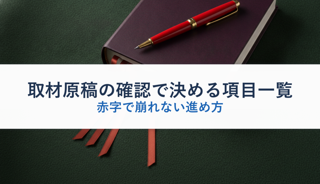 取材原稿の確認で決める項目一覧｜赤字で崩れない進め方