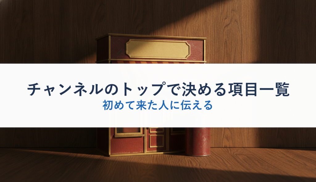 チャンネルのトップで決める項目一覧｜初めて来た人に伝える