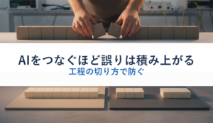 AIをつなぐほど誤りは積み上がる｜工程の切り方で防ぐ