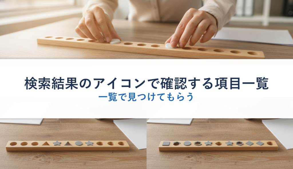 検索結果のアイコンで確認する項目一覧｜一覧で見つけてもらう