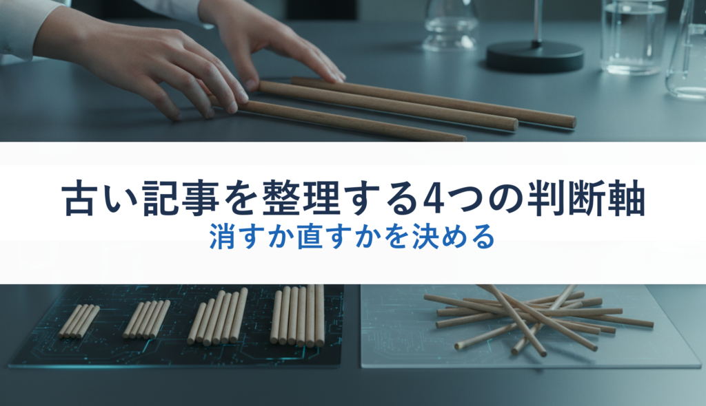 古い記事を整理する4つの判断軸｜消すか直すかを決める