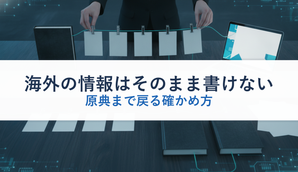 海外の情報はそのまま書けない｜原典まで戻る確かめ方