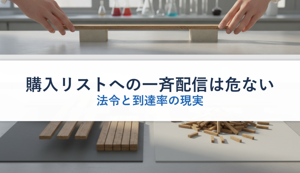 購入リストへの一斉配信は危ない｜法令と到達率の現実