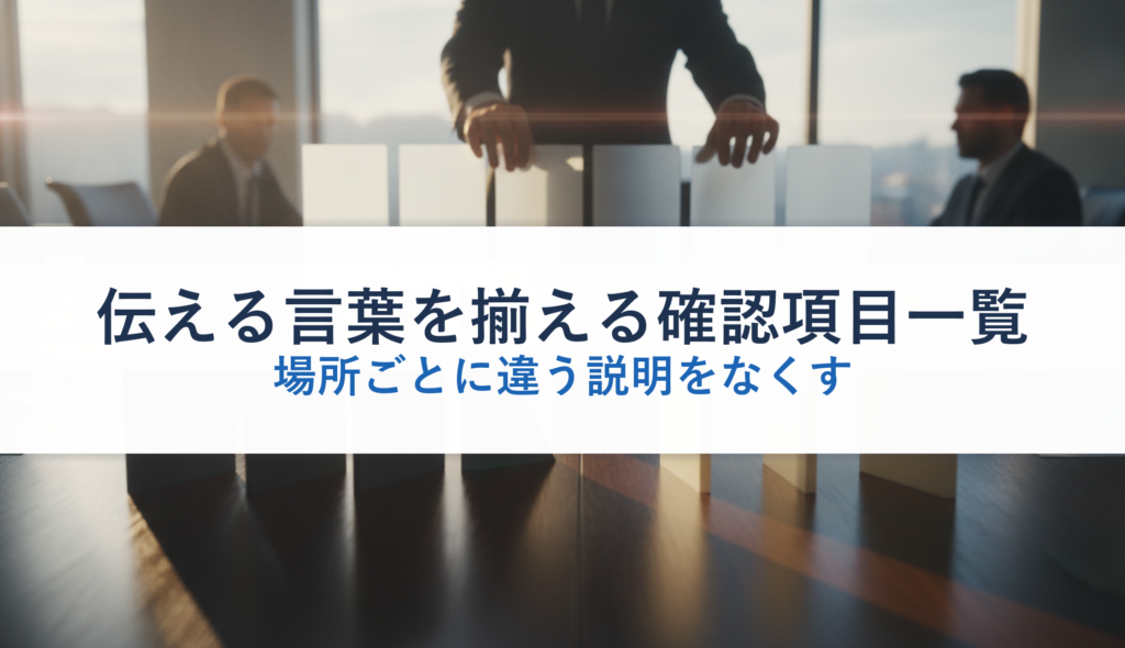 伝える言葉を揃える確認項目一覧｜場所ごとに違う説明をなくす