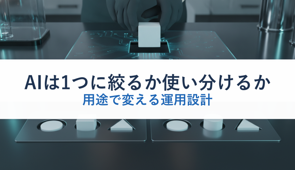 AIは1つに絞るか使い分けるか｜用途で変える運用設計