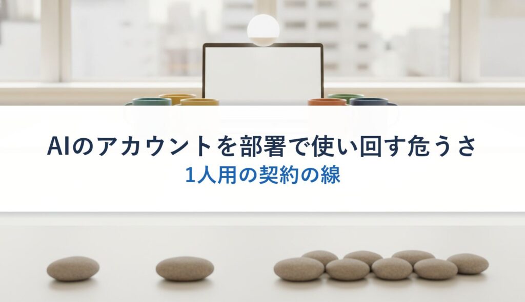 AIのアカウントを部署で使い回す危うさ｜1人用の契約の線